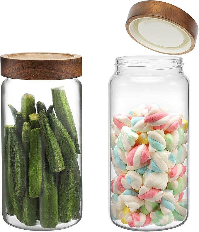 Glass Jar with Screw Top Lid 37oz Borosilicate Glass Spice Jars Seasoning Containers Kitchen Glass Food Storage Canisters for Pantry Liquid Tea Bath Salts Fermenting