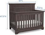 Simmons Kids SlumberTime Paloma 4-in-1 Convertible Crib, Rustic Grey + Serta Perfect Slumber Dual Sided Recycled Fiber Core Crib and Toddler Mattress (Bundle)