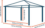 TOOLPORT Hardtop Gazebo 13x13 ft with Steel Roof - 4 Side Panels in Champagne - Approx. 3.54x3.54 in Aluminium Poles