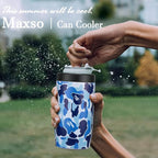 4-in-1 Slim Can Cooler Easy to Hold Insulated Beer Can Holder Double-walled Stainless Steel for All 12 Oz Cans (Camouflage Blue)