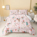 Floral Comforter King Size,Pink Floral Kids Comforter Set,3Pcs Bedding Set Printed Comforter with 2 Pillowcases,Down Alternative,Soft and Lightweight,for All Seasons