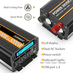 SUDOKEJI 2500W Power Inverter 12V DC to AC 110V/120V (Peak) 5000W Converter 3 sockets car Inverter with Remote Control and LED Display 3.4v USB Port