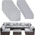 ClawsCover 14Pack Outdoor Patio Seat and Back Cushions Replacement Covers Fit for 7Pieces 6-Seater Wicker Rattan Sectional Couch Chair Furniture Set,Gray-Include Cover Only (Small)