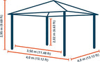 TOOLPORT Hardtop Gazebo 13x13 ft with Polycarbonate Roof - Wood-Like Finish - 4 Side Panels in Champagne