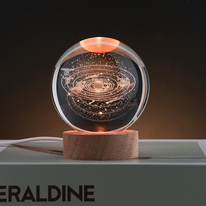 Large 3D Solar System Crystal Ball, Crystal Lamp 16 Color Changing Night Light with Remote Control for Bedroom Decor, Birthday Gift for Teens Boys and Girls, Solar System Model
