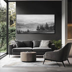 SOUGUAN Grey Pictures Wall Decor Forest Artwork Mountain Canvas Painting Landscape Wall Art Prints for Living Room Bedroom Home Hanging Decor 24x48 Inch