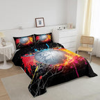 Erosebridal Kids Volleyball Comforter Set for Teen Girls Boys Volleyball Bedding Set Twin Grunge Hippie Tie Dye Bedding Comforter Red Blue Fire Water Lightning Quilt Duvet Insert 1 Pillow Case