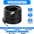 Sewer Jetter Kit for Pressure Washer 100FT, 5800PSI Water Jet Drain Cleaner Hose with 4 Sewer Jetting Nozzles, 1/4 Inch NPT Corner, Waterproof Tape and Handle Strap