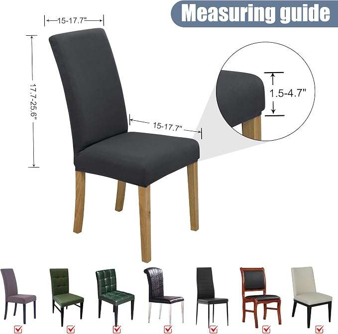 Dining Chair Covers, Stretch Seat Covers, Washable Furniture Protector | Washable, Stretch Fit, Soft, Non Slip, Dining Chair Covers, Seat Protector, Furniture Protector