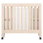 Babyletto Origami Mini Portable Crib Folding with Wheels in Washed Natural, 2 Adjustable Mattress Positions, Greenguard Gold Certified