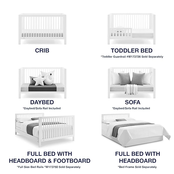 GAP babyGap Charlie 6-in-1 Convertible Crib - Greenguard Gold Certified, Bianca White