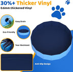 97" x 12" Foldable Dog Pool - Collapsible Hard Plastic Kiddie Pool for Dogs & Kids, Non-Slip Pet Bath Tub for Outdoor Backyard Use, Lightweight & Portable (Blue)