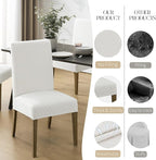 MOSAYT 100% Waterproof Dining Room Chair Covers Set of 6, Super Fit Stretch Jacquard Parson Chairs Slipcovers Removable Washable Chair Seat Protectors for Home, Kitchen, Banquet (White)