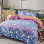 PERFEMET Full Size Bedding Sets for Girls, 6 Pieces Blue Sky and White Cloud Print Comforter Set Bed in A Bag, Rainbow Ombre Bedding Comforter Sets with Sheets (Cloud Pattern, Full)