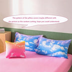 PERFEMET Twin Comforter Set for Girls, Corlofrul Rainbow Twin Size Bedding Set, 6Pcs Blue Sky and White Cloud Print Twin Size Bed in A Bag with Comforter and Sheets