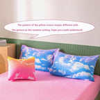 PERFEMET White Cloud Print Girls Comforter Set Queen Size 6 Pieces Teen Girl Tie Dye Bedding Set Colorful Rainbow Bed in A Bag Comforter Set with Sheets