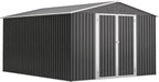 Favfurish Outdoor Storage Shed 10×12 FT,Metal Waterproof Tool Sheds with Lock and Key,Heavy-Duty Sheds Unit W/Doors and Vents,Galvanized Steel Garden House for Storing Bicycles,Barbeques,Black