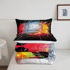 Erosebridal Kids Volleyball Comforter Set for Teen Girls Boys Volleyball Bedding Set Full Grunge Hippie Tie Dye Bedding Comforter Red Blue Fire Water Lightning Quilt Duvet Insert 2 Pillow Cases