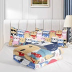 Datura home Dog Comforter Beddding Set for Kids Children,Puppy Pug Cute Dog Pattern Cartoon Career Pet Bedding Set with 1 Comforter and 2 Pillowcases(Dog Queen)