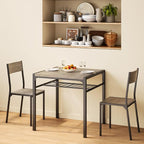 Gizoon 3-Piece Dining Table Set for 2, Small Kitchen Table & Chairs Grey | Compact grey 2-person dining set perfect for apartments. Features under-table storage rack and 2 chairs that tuck away.