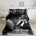 Erosebridal Football Down Comforter for Kids Boys Girls Teens Sports Theme Comforter Set Soccer Pattern Duvet Insert Football Match Bedding Set Youth Bedroom Decor Quilted with 2 Pillowcase,Full