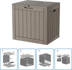 30 Gallon Waterproof Deck Box, Lockable Resin Storage Box for Patio Furniture Cushions Garden Tools and Outdoor Delivery Storage, Coffee