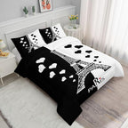 Datura home Kids Comforter Set Eiffel Tower Printed Pattern Bedding Set with 1 Comforter and 2 Pillowcases for Girls Boys Bedroom All Season(Tower1 Full)