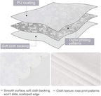 Smiry Rectangle Waterproof Heavy Duty Vinyl Tablecloths, 54 x 120 Inch | Wipeable Washable Floral Embossed Table Cover for Kitchen and Dining Room, Indoor & Outdoor Use, White