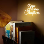 One More Chapter Neon Sign Read Books Neon Light Warm White Letter LED Signs for Wall Read Neon Lights Signs for Bedroom Study Reading Room Library Bookstore Classroom Decor Bookish Gifts