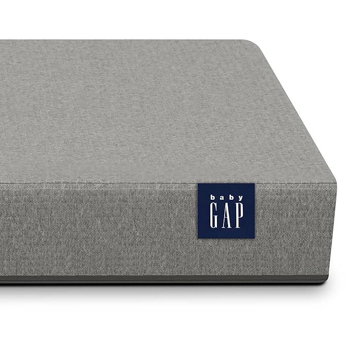 babyGap by Delta Children Oxford 6-in-1 Convertible Crib TrueSleep 2-Stage Deluxe Crib and Toddler Mattress (Bundle), Ebony/Natural