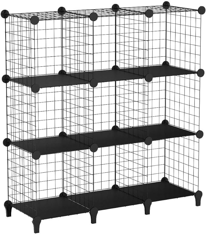 HOMIDEC Cube Storage, Storage Shelves 9 Cube Bookshelf Bookcase Closet Organizer and Storage Wire Storage Cube Multi-Use DIY Storage Cube Shelf for Books, Toys, Clothes, Tools