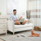 VINGLI 47" Small Couch, Beige Loveseat Mini Couch Mid Century Modern Decor Love Seat for Small Spaces Living Room, Bedroom, Play Room