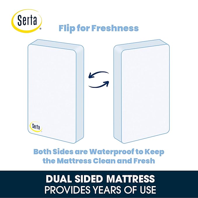 Delta Children Fancy 4-in-1 Crib, Grey + Serta Perfect Slumber Dual Sided Recycled Fiber Core Crib and Toddler Mattress (Bundle)