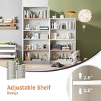 5-Tier Bookshelf, Wood Display Storage Shelves 67.3" Tall Bookcase Open Bookshelf for Home Office, Living Room and Bedroom,White