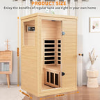 Infrared Wooden Sauna 1 Person Infrared Saunas for Home Dry Sauna for Home, Low Emf Infrared Sauna 1050W Indoor Saunas for the Home , Bluetooth Speakers, Reading Lamps, Room:63 * 28.74 * 36.61Inch