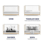 Delta Children babyGap Tate 4-in-1 Convertible Crib TrueSleep Crib and Toddler Mattress (Bundle), Bianca White/Natural