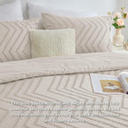 CozyLux California King Size Comforter Set Beige - 3 Pieces Cal King Boho Tufted Shabby Chic Bedding Comforter Set for All Seasons, Chevron Bedding Sets with Comforter & 2 Pillow Shams