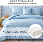 Blue/Silver Comforter Set Twin, Metallic Print Glitter Bedding Set Cute Shinny Bed Sets for Teen Girls Kids Women, 3 Piece (1 Pillowcase, 1 Decorative Pillow Sham)