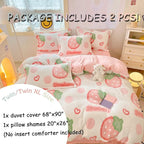 MorroMorn Twin Duvet Cover Set, Pink Strawberry Cute Bedding Sets, Fluffy Comforter Covers Lightweight Blanket Ultra Soft Kawaii for Girls Kids Toddler Teen Women Twin/Twin XL Size
