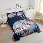 Baseball Comforter Set Sports Game Bedding Set for Boys Girls Baseball Gaming Blue Stripe Comforter Gift for Baseball Softball Lover Room Decor Full Size Quilt Boys