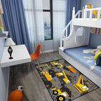 Construction Rugs for Boys Room Play Rug for Cars and Trucks Car Rug Play Mat Kids Rugs for Playroom Car Rug for Boys Room Construction Decor for Boys Room,Grey 2'5''×4'
