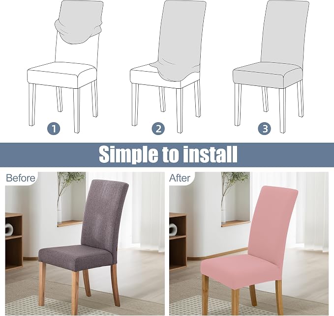 Dining Chair Covers, Stretch Seat Covers, Washable Furniture Protector | Washable, Stretch Fit, Soft, Non Slip, Dining Chair Covers, Seat Protector, Furniture Protector