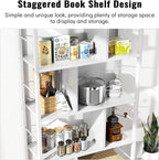 armocity White Bookshelf 5 Tier Tall Industrial Bookcase Wood Metal Frame Standing Book Shelf, Display Bookshelves Storage Organizer for Bedroom Living Room Home Office, White
