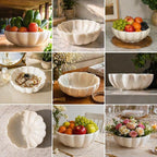 10" Large Ruffle Scalloped Bowl for Home marble decor, Handcrafted White Marble Decorative Bowl – Entryway, Kitchen Counter & Living Room kitchen counter decor