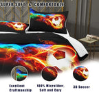 Bodhi Boys Comforter Set Full,Soccer Comforter Set Full Size,Fire Sports Comforter Set for Boys,Teen Football Bedding Set with Matching Pillowcases,Kids Bedding Set Full