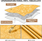 Smiry Rectangle Waterproof Heavy Duty Vinyl Tablecloths, 52 x 70 Inch | Wipeable Washable Floral Embossed Table Cover for Kitchen and Dining Room, Indoor & Outdoor Use, Mustard Yellow