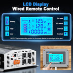 3000 Watt Pure Sine Wave Inverter 12v DC to 110v 120v AC Converter,6000W Peak Power Inverter with 4 AC Outlets,USB Port,Type-C,Remote Control LCD Display for Truck, RV, Vehicles, Solar Off-Grid