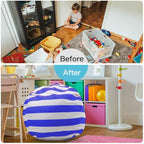 Stuffed Animal Storage Bean Bag Chair Cover for Kids Room, Stuffed Animals Storage Organizer Boys and Girls Plush Toy—Deep Blue
