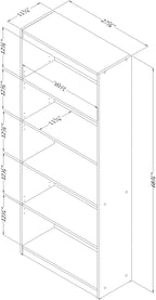 South Shore Axess 5-Shelf Bookcase - Chocolate