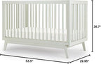 dadada Baby Soho 3-in-1 Convertible Crib to Toddler Bed – Wooden Crib Made in Italy, GREENGUARD Gold Certified Small Baby Crib – Baby-Safe Finish, Modern Design (Sage)